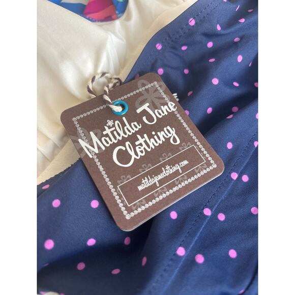 NWT Matilda Jane SANDCASTLE QUEEN Navy Floral Dot One Piece Swimsuit Size S NWT - Picture 9 of 10